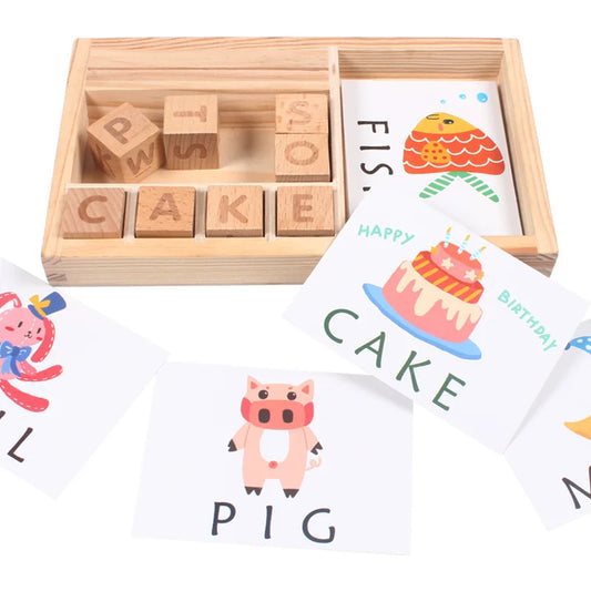 Wooden Cubes Word Game for Kids