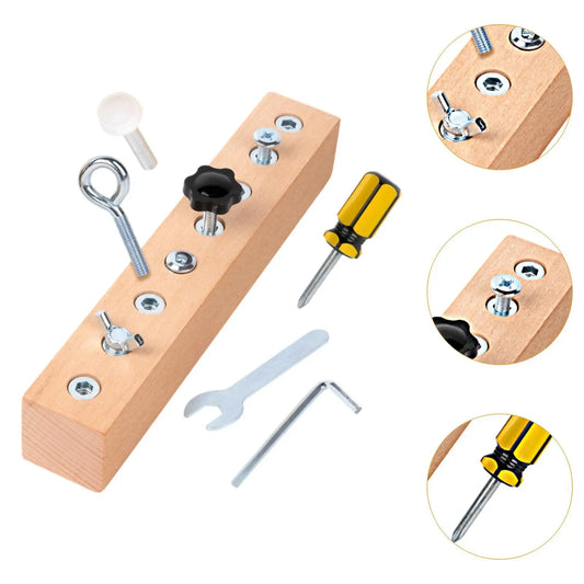 Wooden Montessori Busy Board with Screwdriver Set