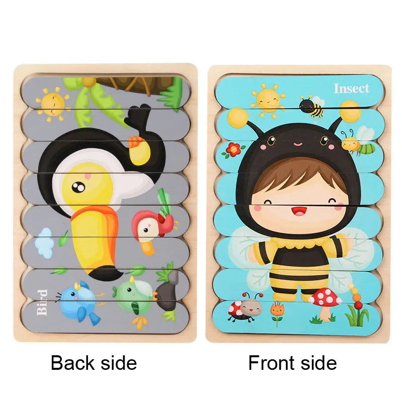 Wooden 3D Double-Sided Puzzle Sticks