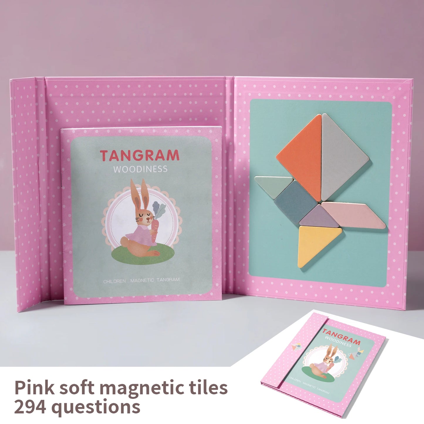 1Set Wooden Magnetic Tangram Puzzle Book Educational Toys For Children Baby Kid Portable Montessori Learning Intelligence