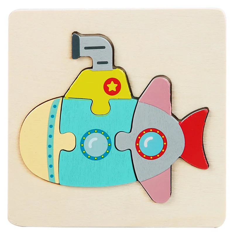 Wooden Puzzle Montessori Animals Carton Colorful Learning Education Toys Tangram Jigzaw Cognitive Wood For Children Kids Gift