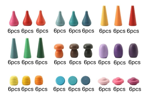 Kids Wooden Montessori Loose Parts for Open-ended Play - Nordic Waldorf-Style