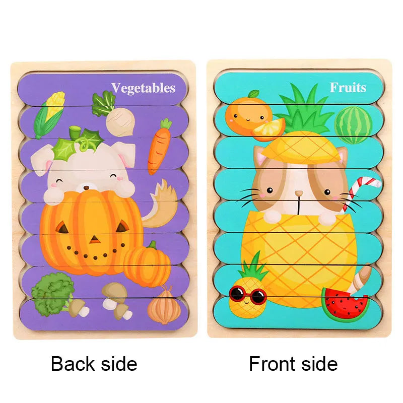 Wooden 3D Double-Sided Puzzle Sticks