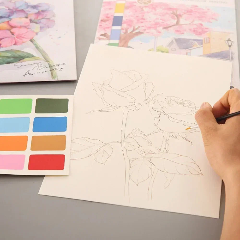 Portable Watercolour Painting Book – 4 Reusable Sheets with Brush for Kids