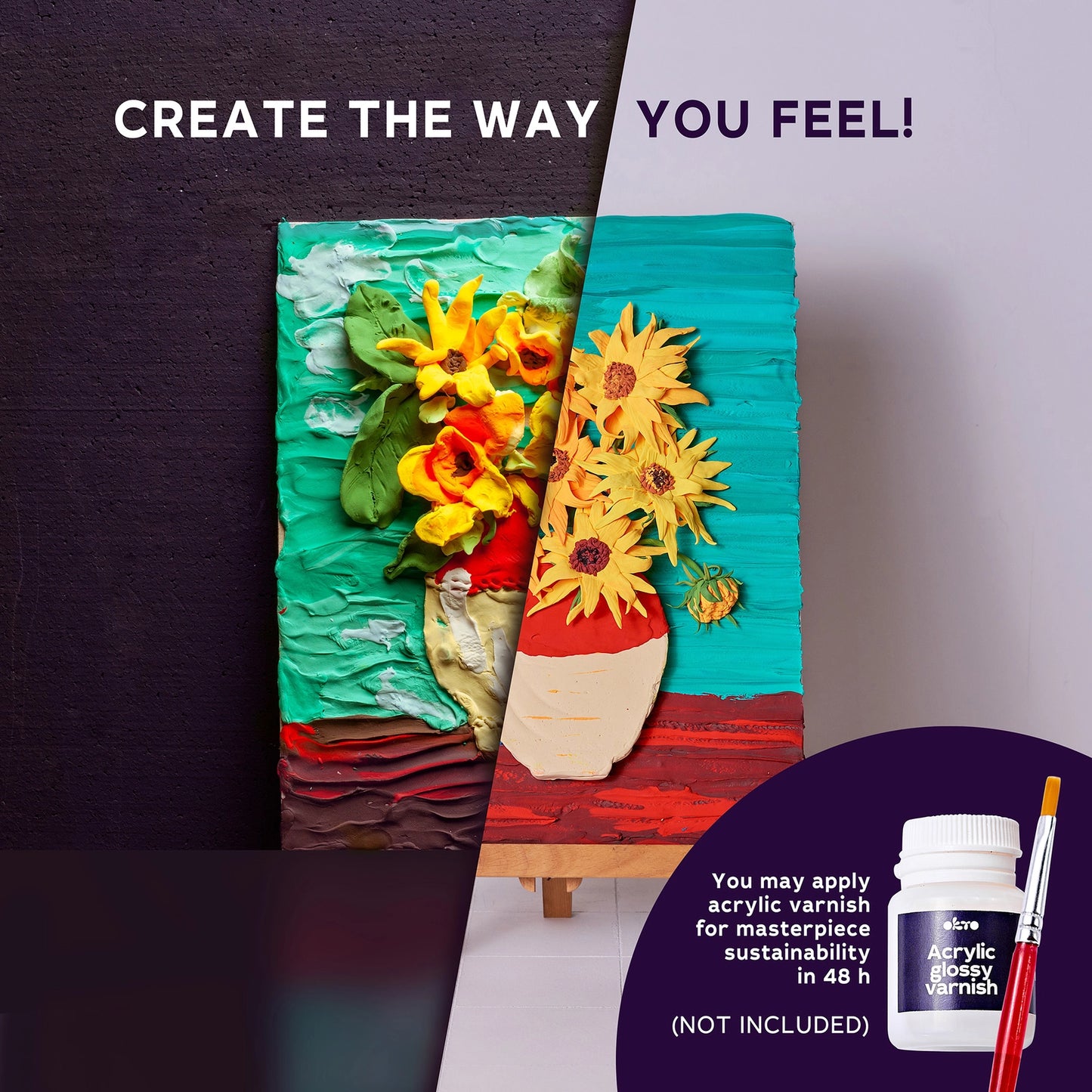 3D Air-Dry Clay Sensory Art – “Sunflowers” Design