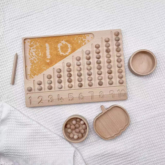 Montessori Wooden Counting Board and Beads