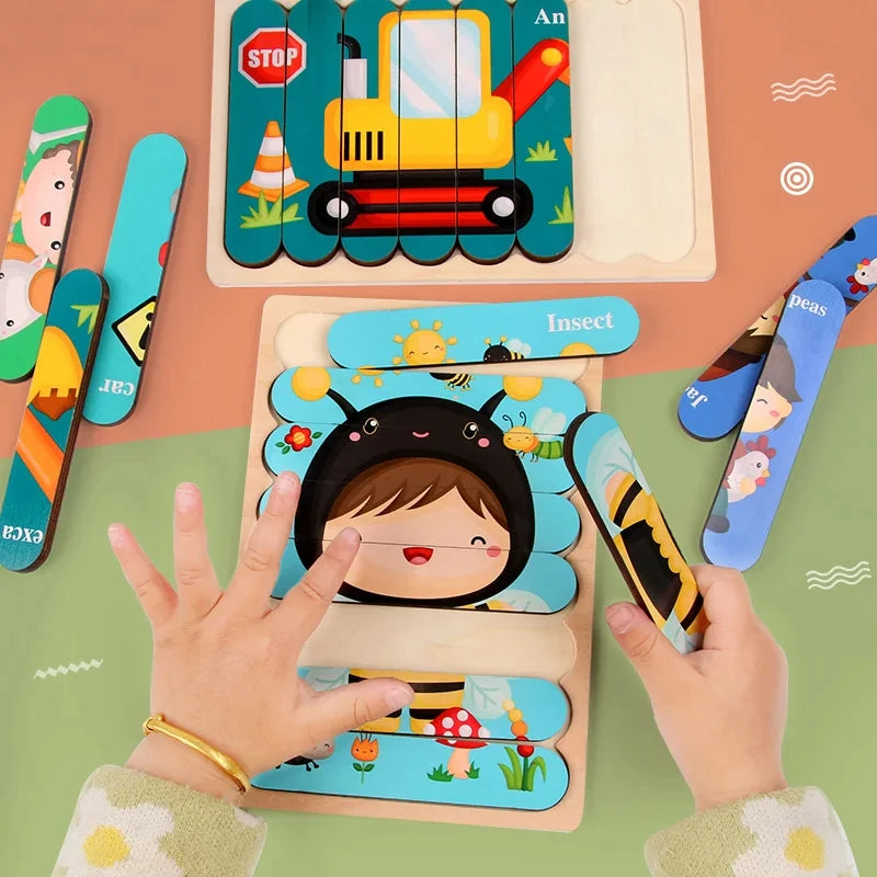 Wooden 3D Double-Sided Puzzle Sticks