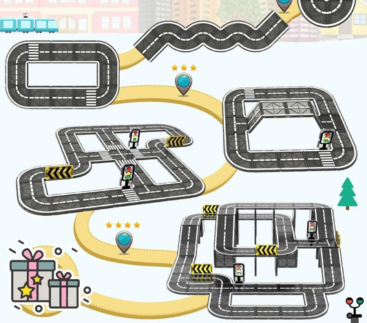 Magnetic Building Blocks Sets, 7.5cm - 24-pcs Road Set