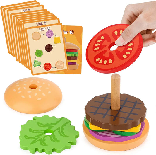 Wooden Burger or Sandwich Stacking Toy