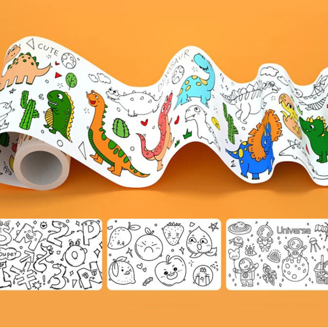 Kids’ Drawing & Painting Roll, 3m x 30cm – Mess-Free Sticky Art Paper Sets