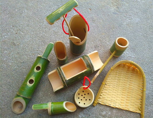 Bamboo Sand & Water Play Set – 10-Piece Eco Toy Kit for Kids