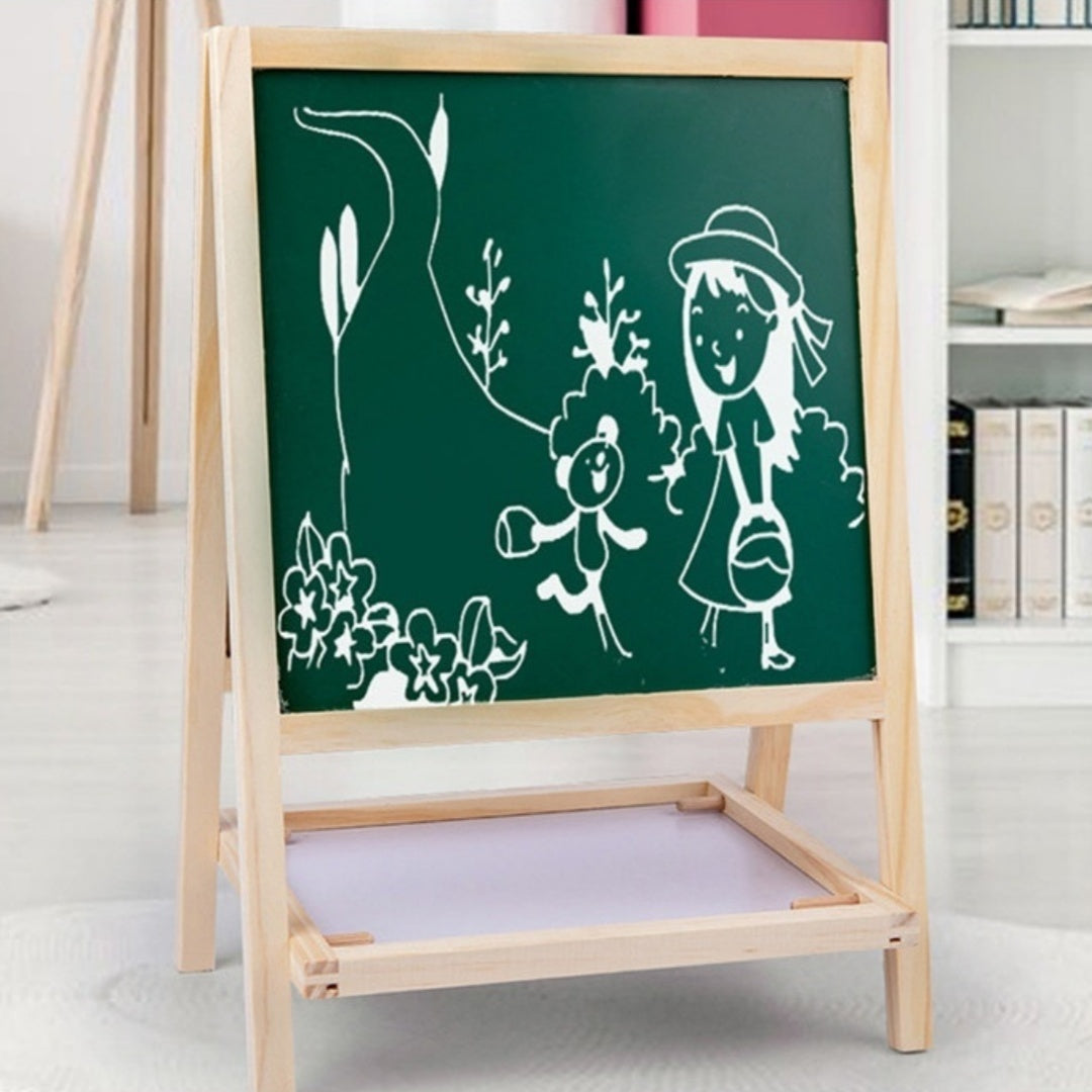 Children's Wooden Magnetic Double-sided Colour Drawing Board for Small Spaces
