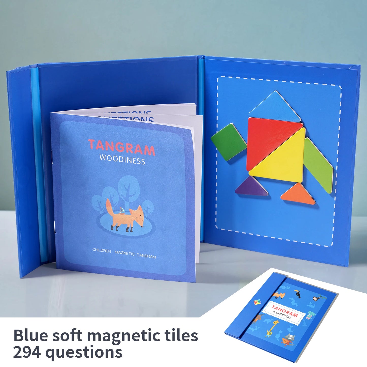 1Set Wooden Magnetic Tangram Puzzle Book Educational Toys For Children Baby Kid Portable Montessori Learning Intelligence