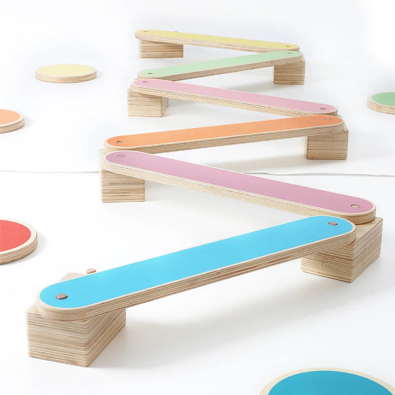 23-Piece Montessori Wooden Balance Bridge Set – Sensory & Motor Skills Training