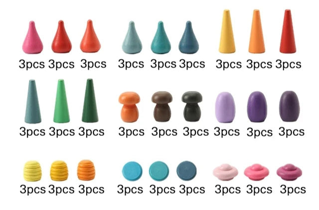 Kids Wooden Montessori Loose Parts for Open-ended Play - Nordic Waldorf-Style