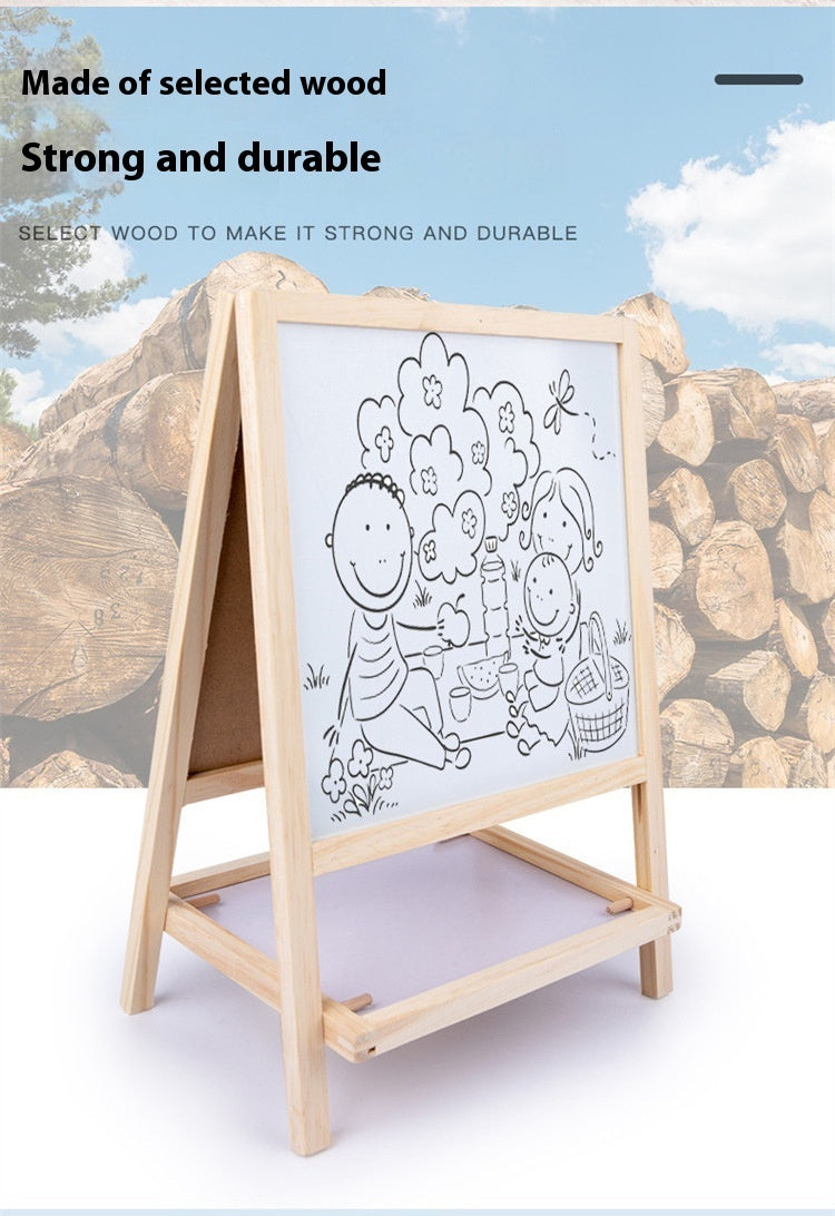 Children's Wooden Magnetic Double-sided Colour Drawing Board for Small Spaces