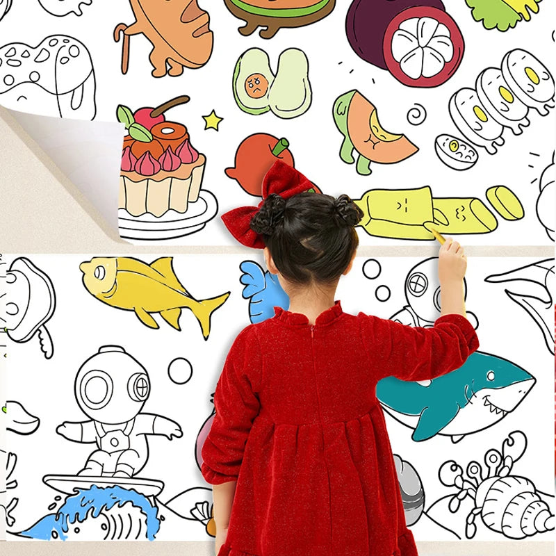 Kids’ Drawing & Painting Roll, 3m x 30cm – Mess-Free Sticky Art Paper Sets