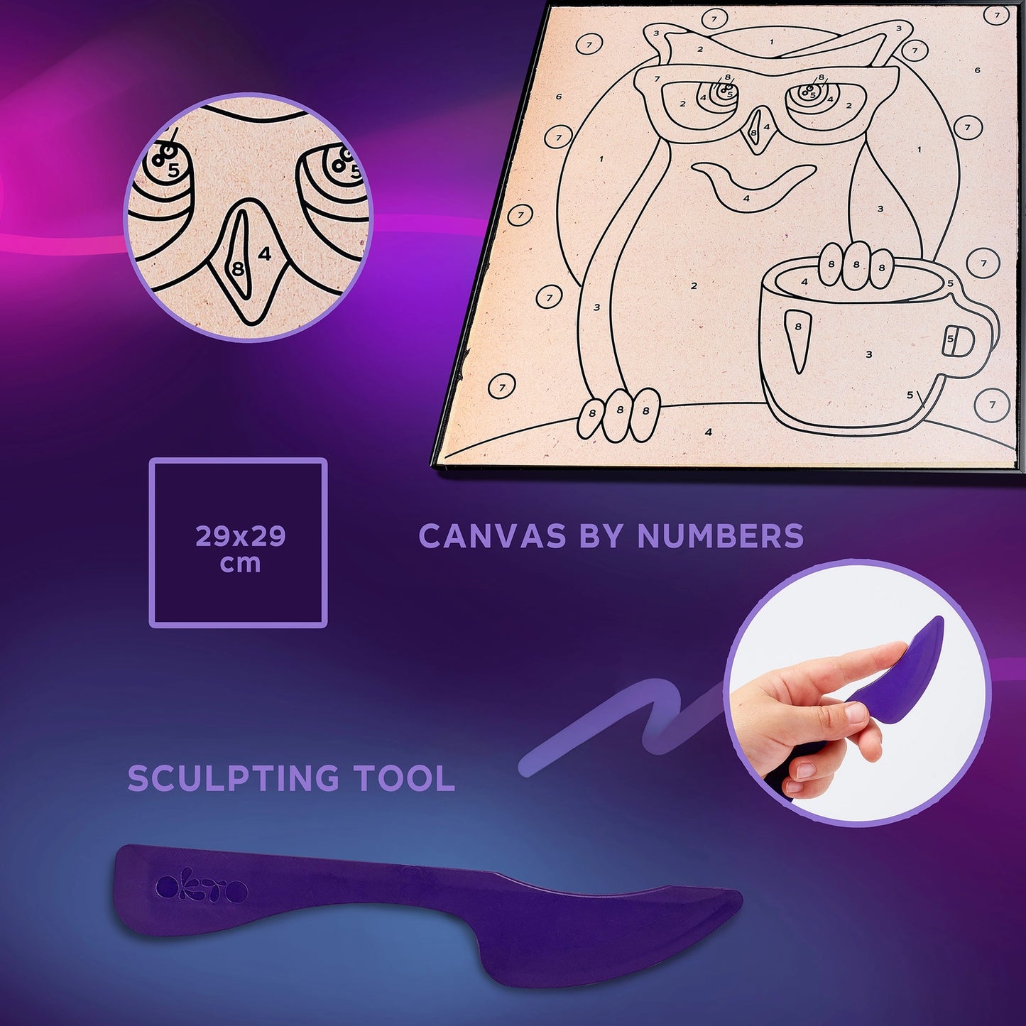 3D Air-Dry Clay Sensory Art Clay-By-Numbers – “Owl” Design