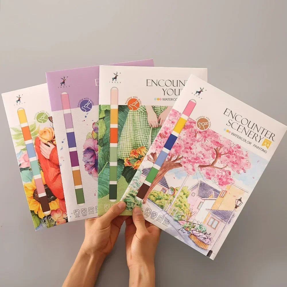 Portable Watercolour Painting Book – 4 Reusable Sheets with Brush for Kids