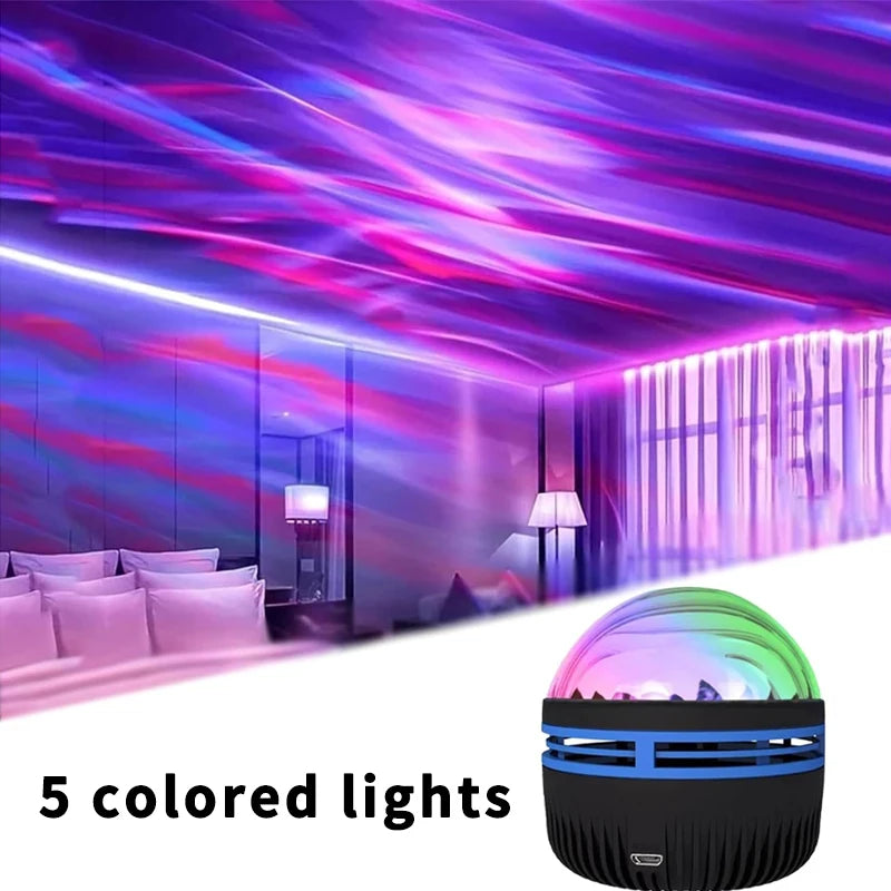 USB Galaxy Projector Aurora 5V Night Light 360° Rotating GB Colorful NightLights with Remote Control for Home Theater Room Deco