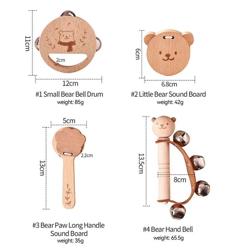 Wooden Musical Instruments Set for Toddlers (Ages 1–3)