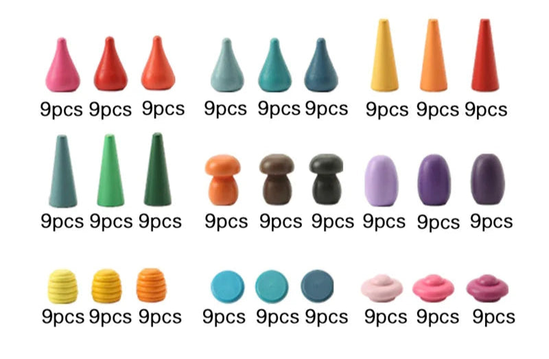 Kids Wooden Montessori Loose Parts for Open-ended Play - Nordic Waldorf-Style