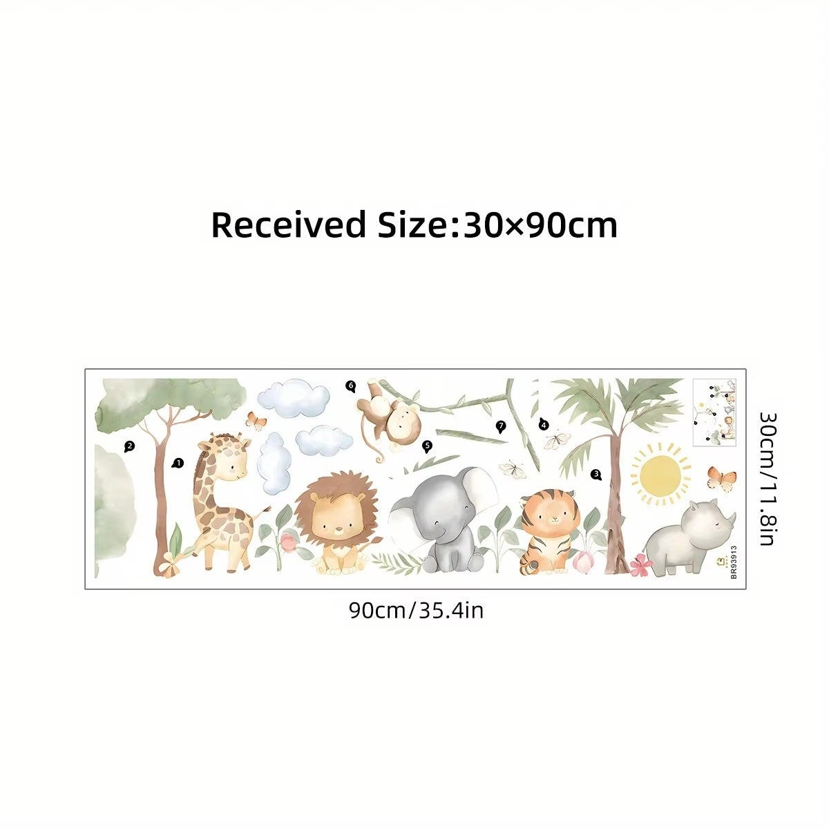 Cartoon Safari Animals and Trees Wall Sticker