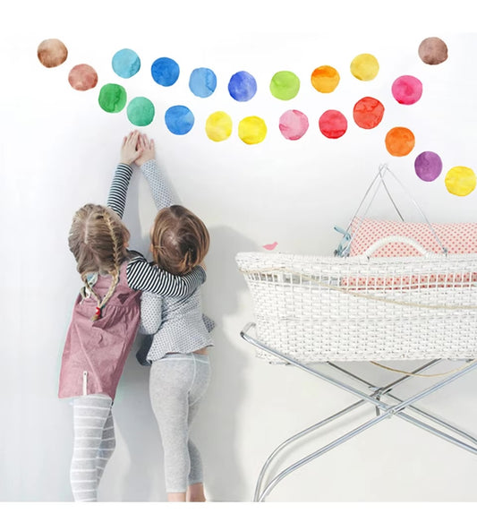 Watercolour Polka Dots, 6.5cm each, 29 pcs