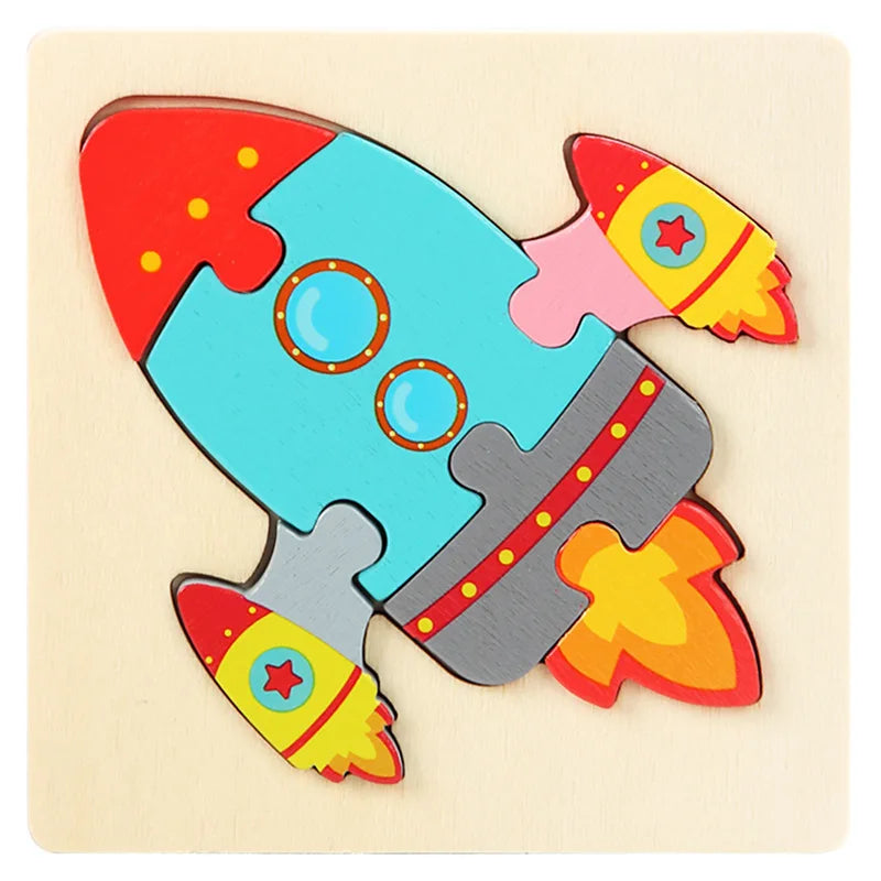 Wooden Puzzle Montessori Animals Carton Colorful Learning Education Toys Tangram Jigzaw Cognitive Wood For Children Kids Gift