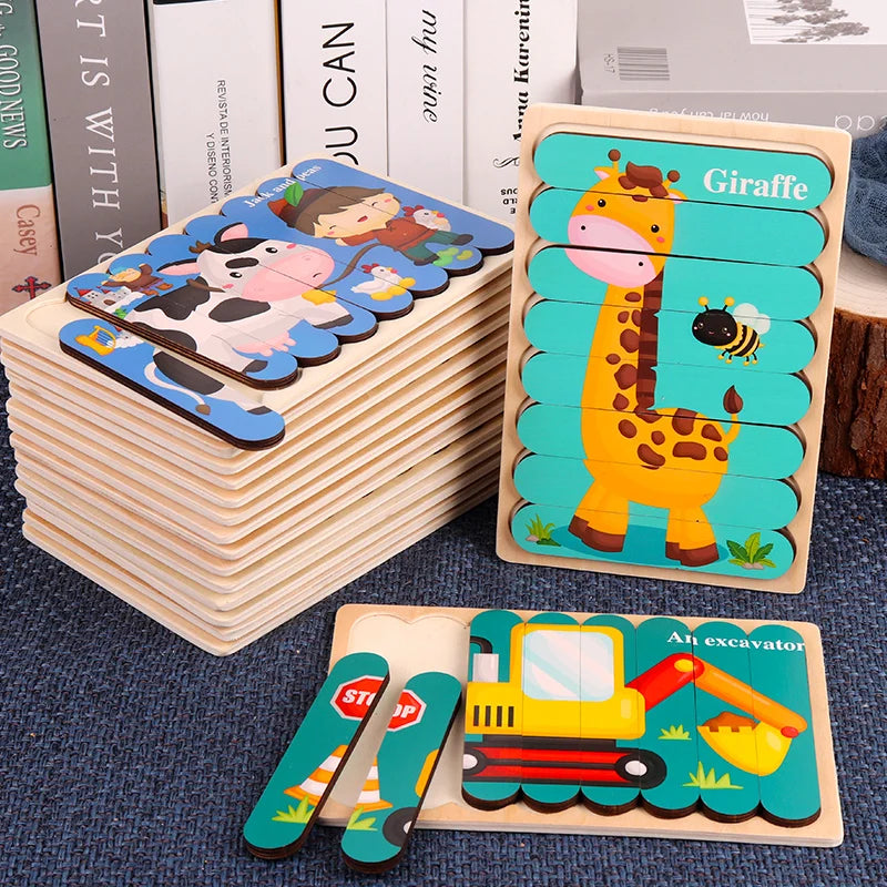 Wooden 3D Double-Sided Puzzle Sticks