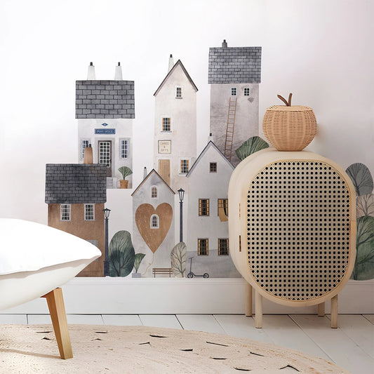 Watercolour Building Fabric Wall Murals