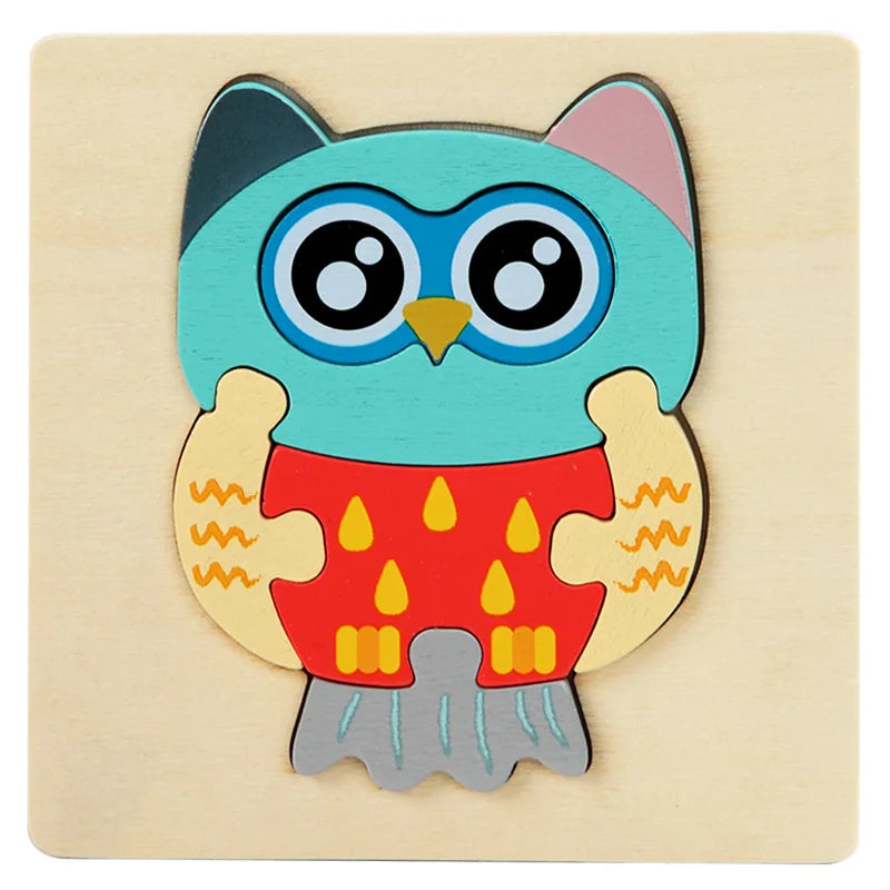 Wooden Puzzle Montessori Animals Carton Colorful Learning Education Toys Tangram Jigzaw Cognitive Wood For Children Kids Gift