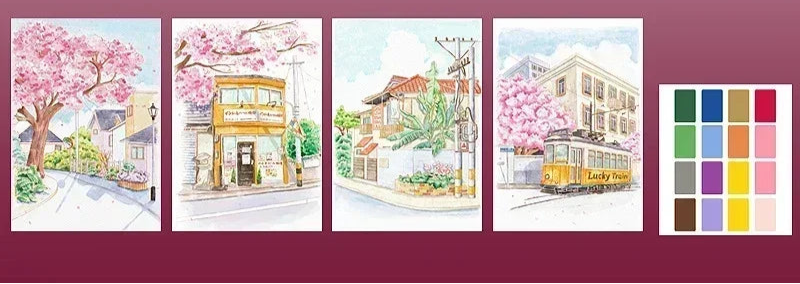 Portable Watercolour Painting Book – 4 Reusable Sheets with Brush for Kids