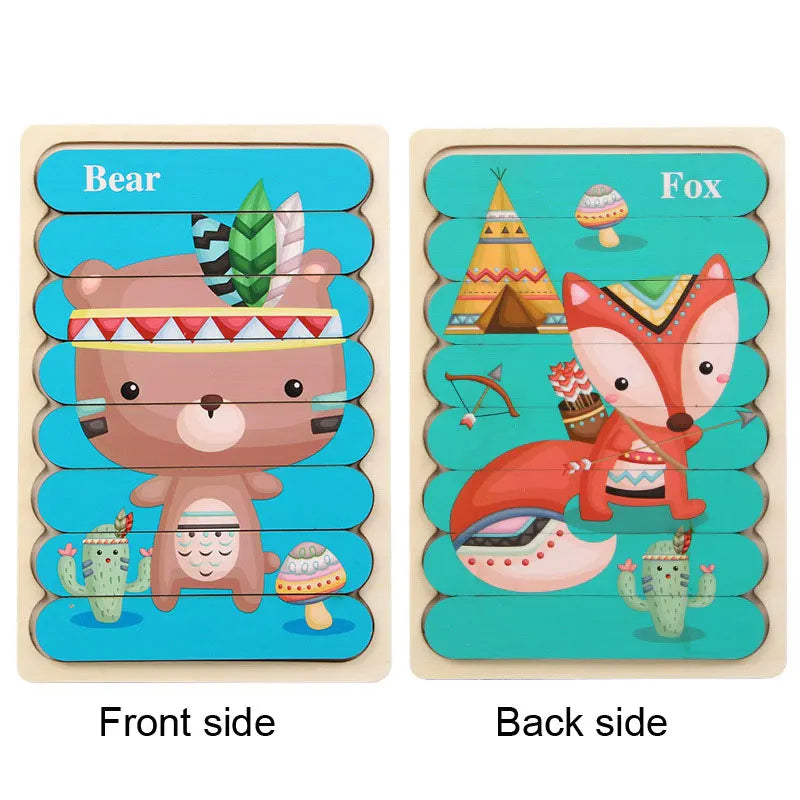 Wooden 3D Double-Sided Puzzle Sticks
