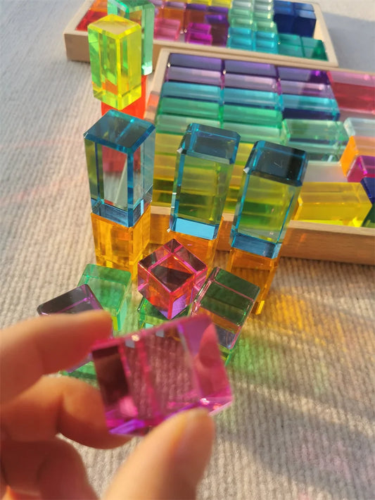 Montessori Wooden and Acrylic See-Through Blocks