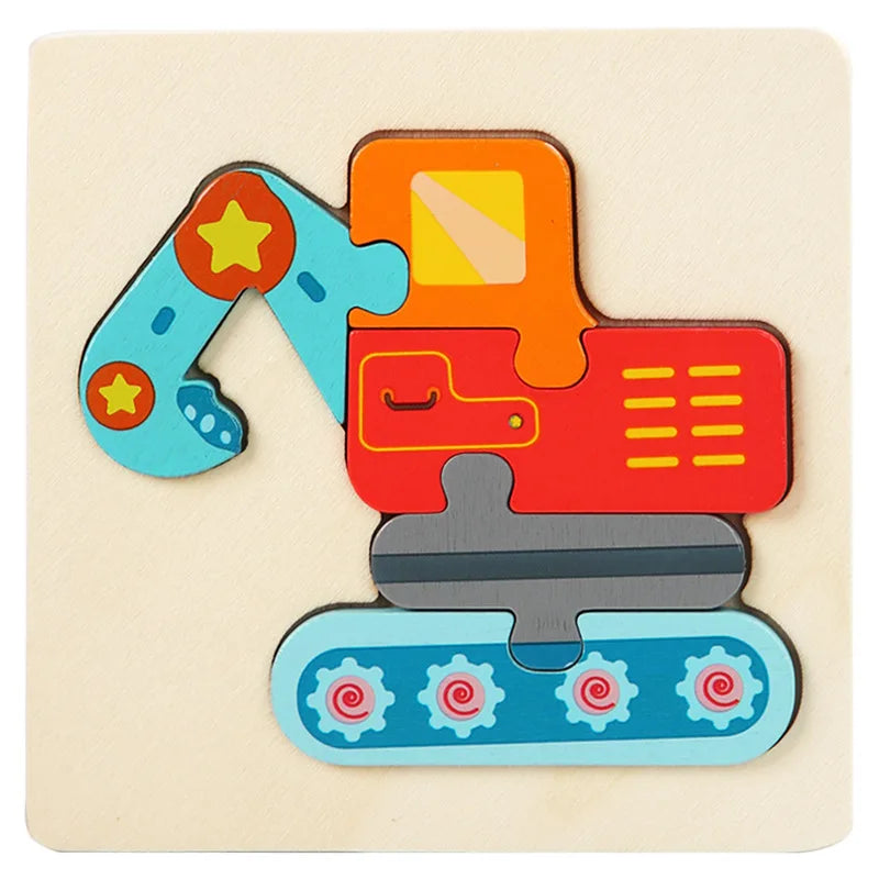 Wooden Puzzle Montessori Animals Carton Colorful Learning Education Toys Tangram Jigzaw Cognitive Wood For Children Kids Gift