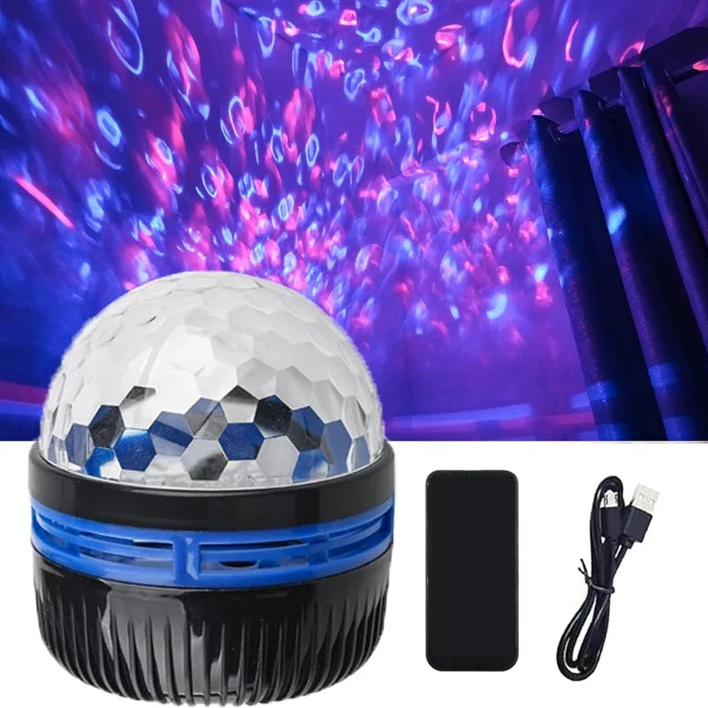 USB Galaxy Projector Aurora 5V Night Light 360° Rotating GB Colorful NightLights with Remote Control for Home Theater Room Deco