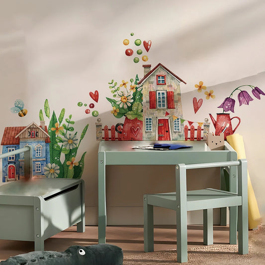 Watercolour House Fabric Wall Murals