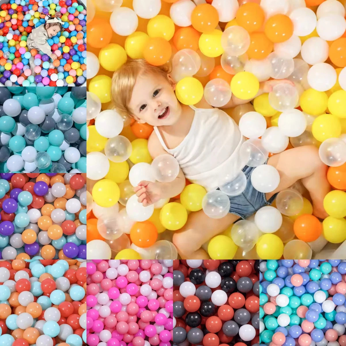 100-pcs Soft Play Balls for Kids – dia 55mm, mixed colours sets