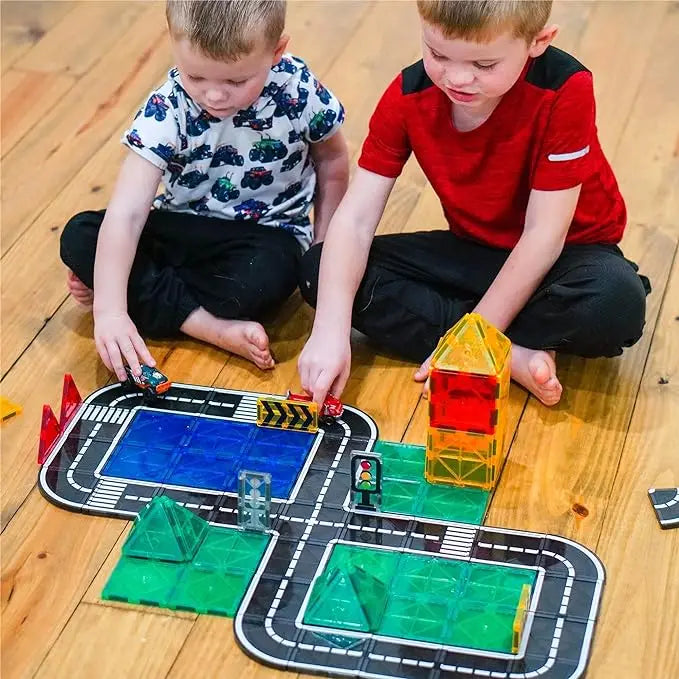Magnetic Building Blocks Sets, 7.5cm - 24-pcs Road Set