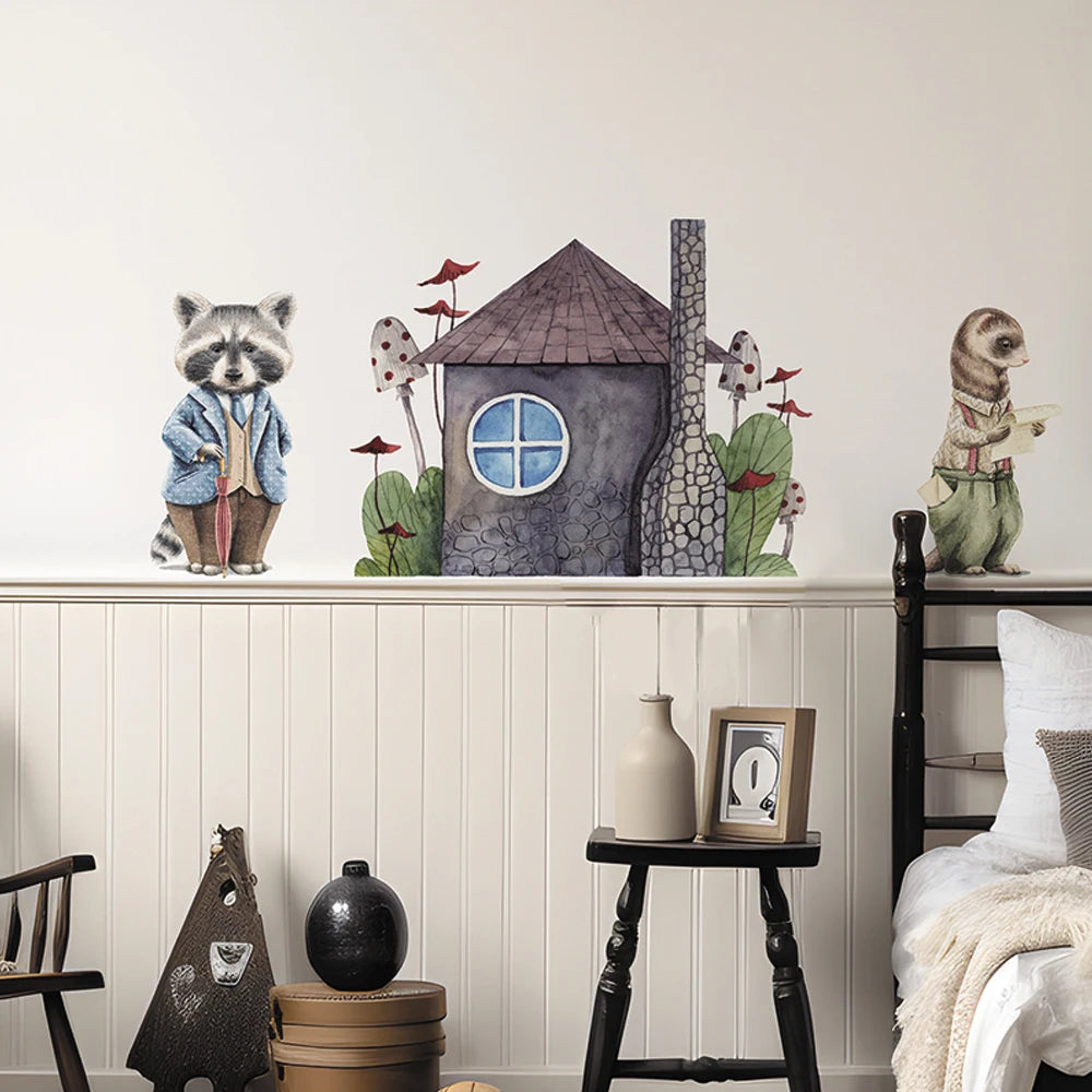 Boho Fabric Wall Decals – Fox, Animals & Cozy House Design