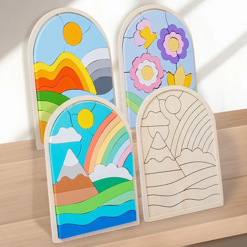 Montessori Wooden Colourful Puzzle Sets