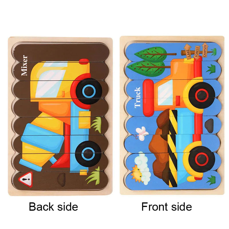 Wooden 3D Double-Sided Puzzle Sticks