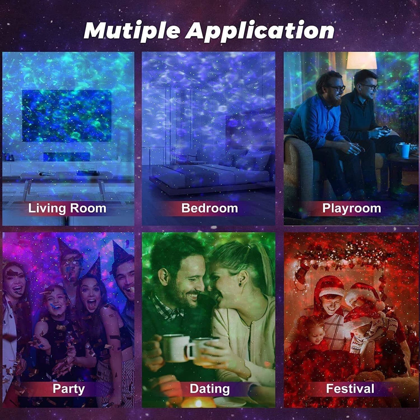 LED Galaxy & Starry Night Light Projector – With Remote & Smart App Control
