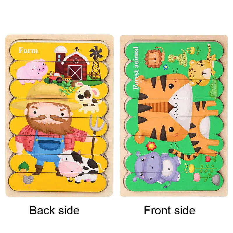 Wooden 3D Double-Sided Puzzle Sticks
