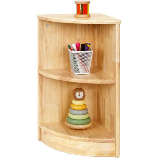 Rubber Wood 2-Tier Toy Organiser & Storage Cabinet, Corner Cabinet