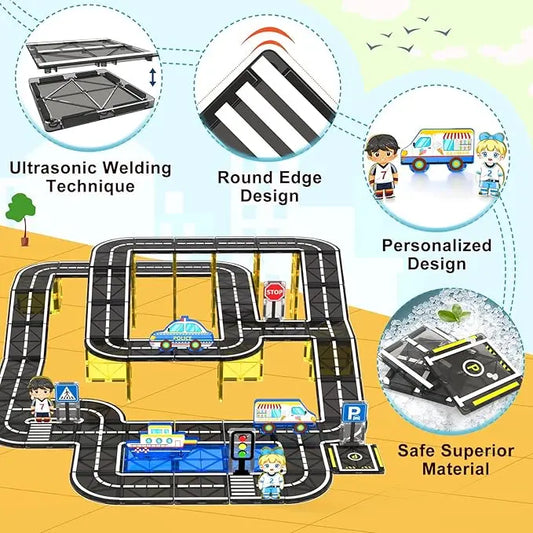 Magnetic Building Blocks Sets, 7.5cm - 104-pcs City Set