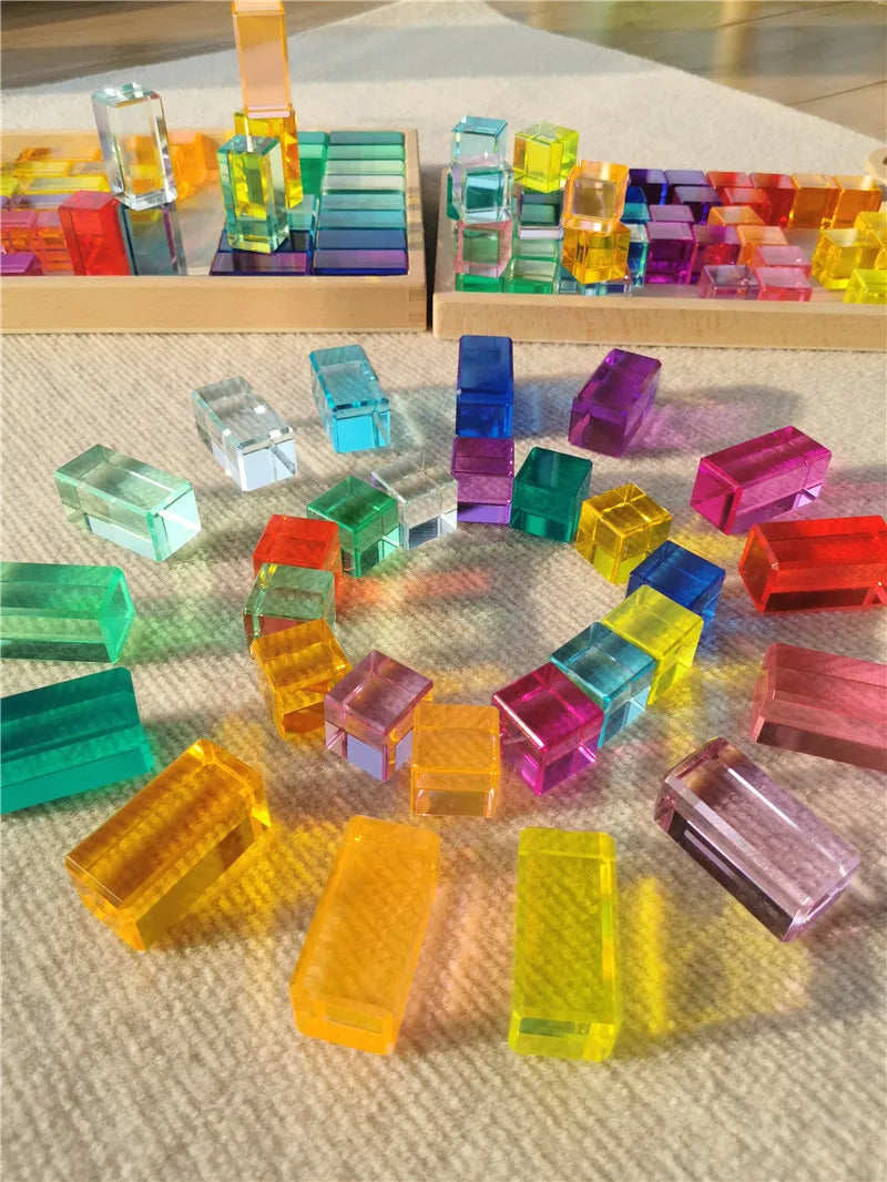 See-Through High-Transparency Rainbow Stacking Block Sets
