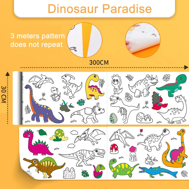 Kids’ Drawing & Painting Roll, 3m x 30cm – Mess-Free Sticky Art Paper Sets