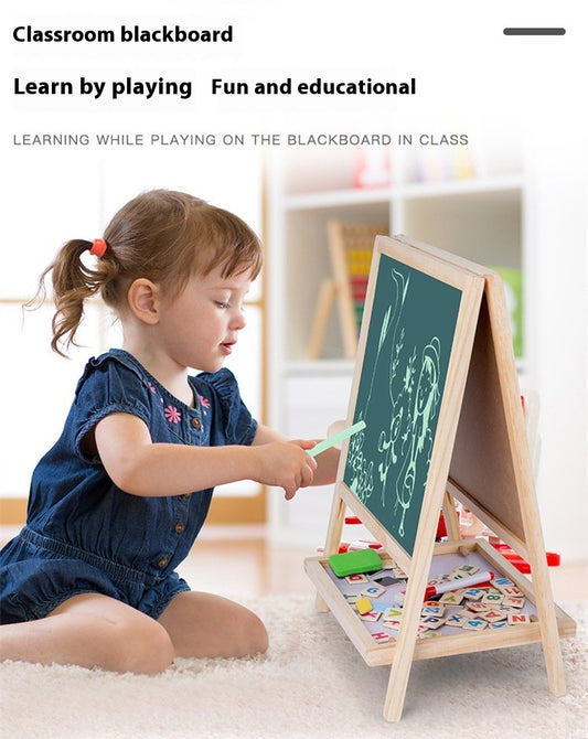 Children's Wooden Magnetic Double-sided Colour Drawing Board for Small Spaces